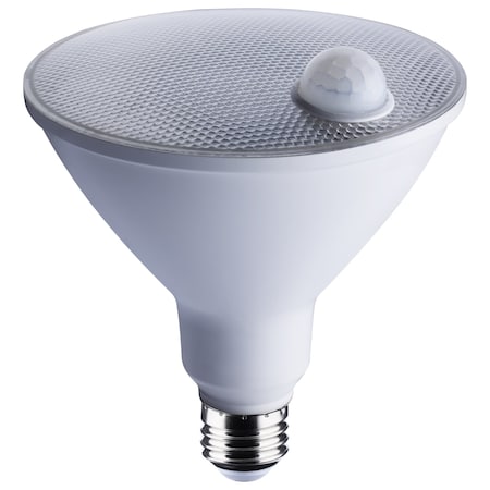 14 Watt PAR38 LED, White, 3000K, 1100 Lumens, 120 Volt, PIR Sensor, Non-Dimmable